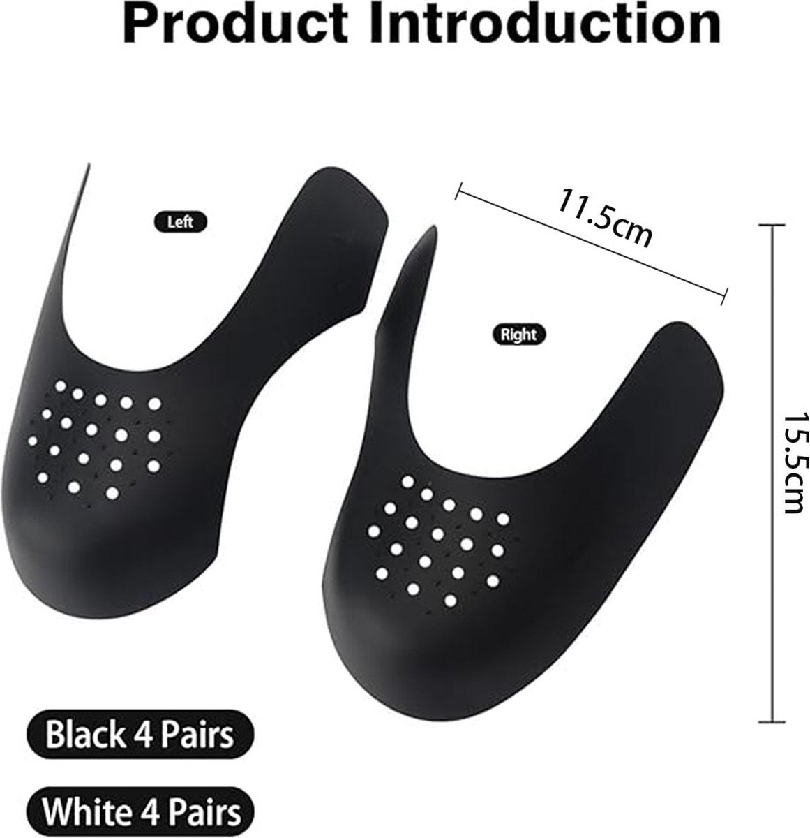 Sneaker Crease Protector - 8 Pairs - Anti-Crease Protector - Shoe Crease Protector - Sizes 40 to 45 (L) - Anti-Crease - Sneaker Shield - Sneaker Protector - Shoe Trees - Breathable - Reusable - White and Black - For All Shoes - Image 4