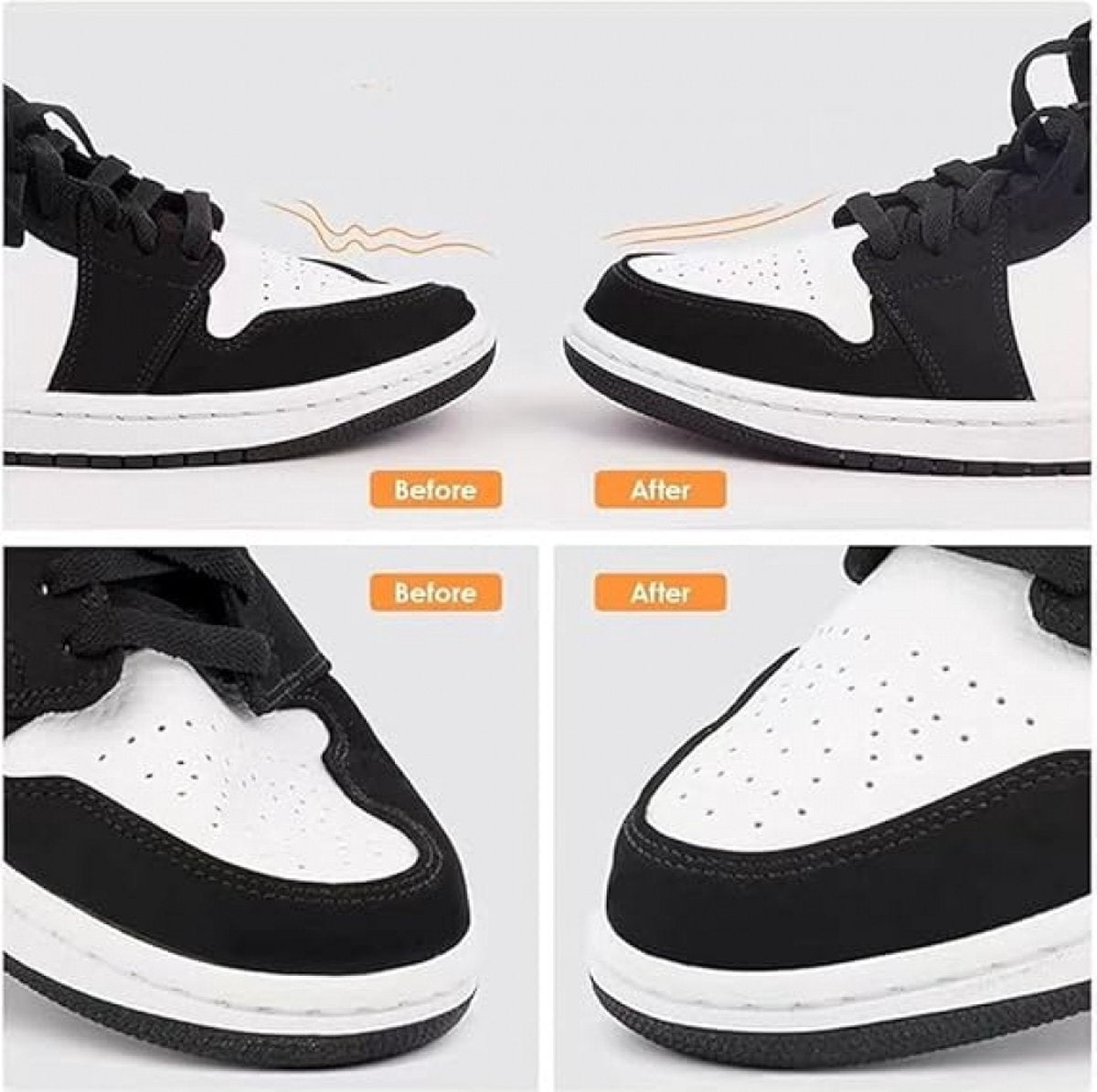 Sneaker Crease Protector - 8 Pairs - Anti-Crease Protector - Shoe Crease Protector - Sizes 40 to 45 (L) - Anti-Crease - Sneaker Shield - Sneaker Protector - Shoe Trees - Breathable - Reusable - White and Black - For All Shoes - Image 5