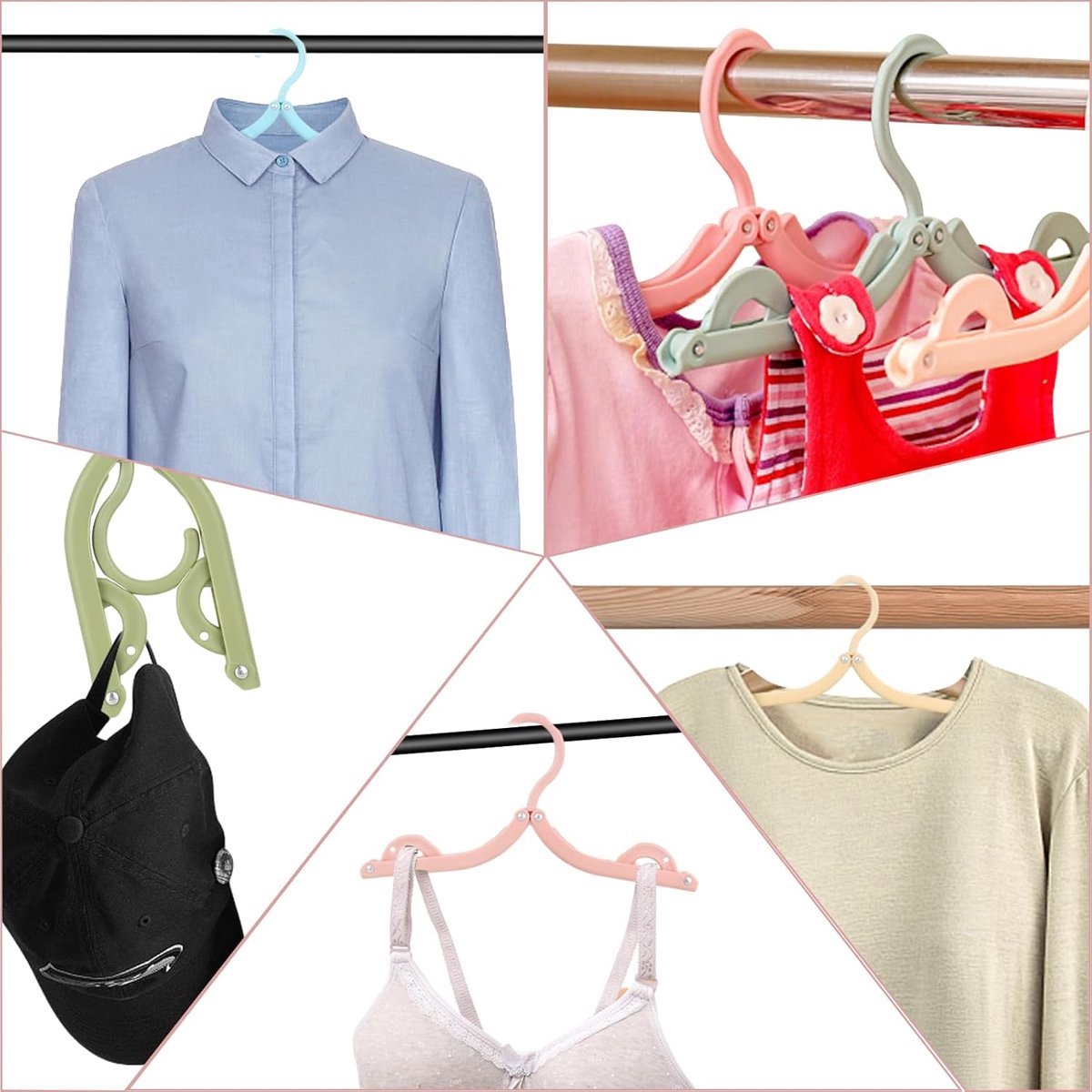 12 Pieces Clothes Hangers - Foldable Clothes Hangers - Anti-Slip - Coat Hangers - Trouser Hangers - Travel Clothes Hangers - Durable & Portable - Trackless - Plastic - Bedroom Organizers - Travel Accessories - Space-Saving Clothes Hangers - Image 4