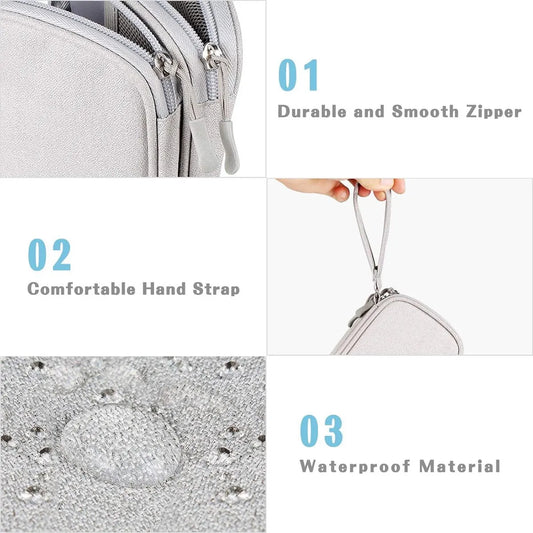 Cable Organizer Storage Bag 3 Layers - Cable Organizer Bag - Waterproof / Wear-Resistant - Cable Electronics Organizer - Cable Bag - Luxury Organizer For Cables And Accessories - Compact Cable Bag - Cable Organizer - Data Cable Organizer - Gray - Travel - Image 3
