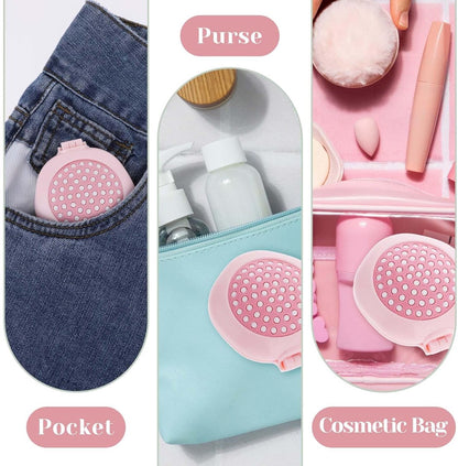 Hairbrush - Mini Hairbrush - Foldable hairbrush - with mirror - Comb - Hairdresser's Comb - styling tool - Curling Comb - Round - pink - pp - 7.6*7*2.7 cm - for bag/pocket - Image 5