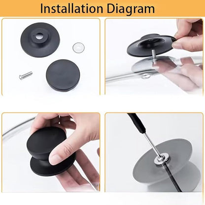 Handles for pot lids - Lid knobs - Replacement parts for cookware - Universal - Handles for pans - Screw-on accessories - Handles for pot lids - Suitable for pot lids and casseroles (black - 6-pack) - Image 4