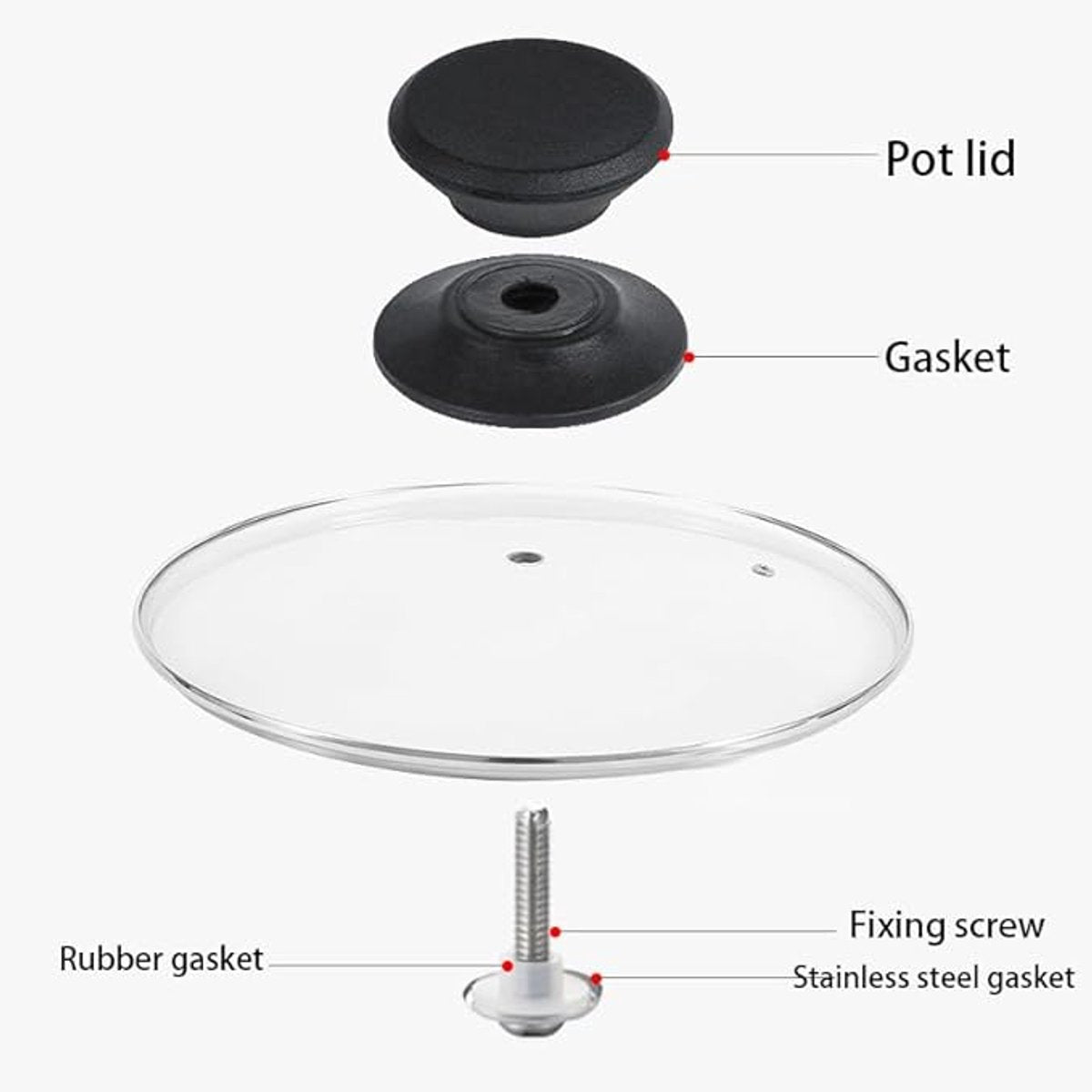 Handles for pot lids - Lid knobs - Replacement parts for cookware - Universal - Handles for pans - Screw-on accessories - Handles for pot lids - Suitable for pot lids and casseroles (black - 6-pack) - Image 5