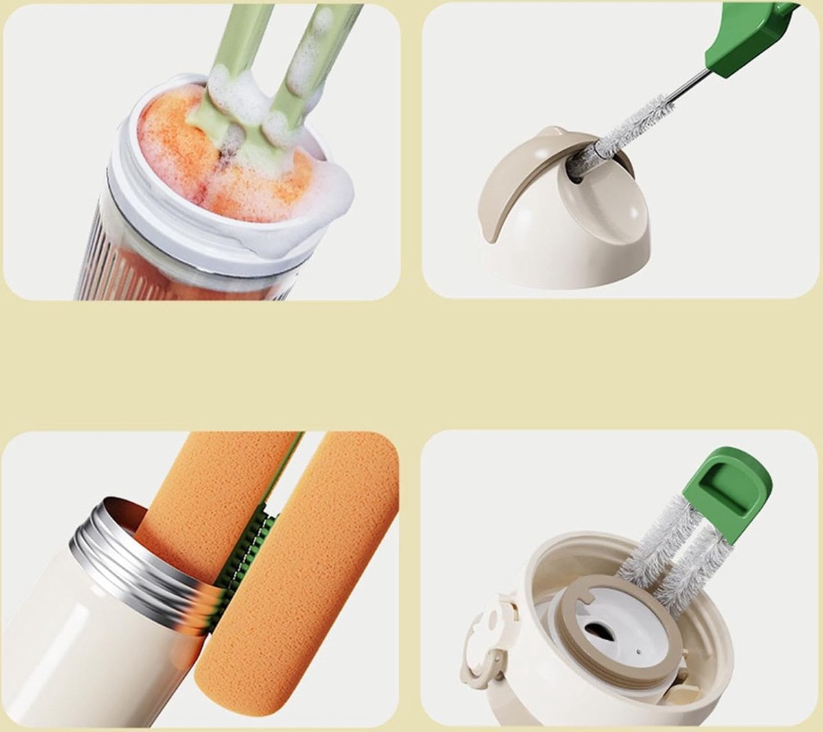 Bottle Brush - Bottle Cleaner - Cleaning Brush - Bottle Brush - Eco Bottle Brush - Bottle Cleaner - Bottle Cleaner - Bottle Cleaner - 4 in 1 Multifunctional - Suitable for All Surfaces - Easy to Use and Antibacterial - Orange - Image 3