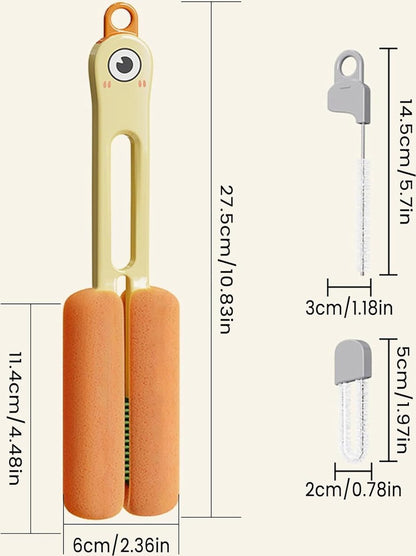 Bottle Brush - Bottle Cleaner - Cleaning Brush - Bottle Brush - Eco Bottle Brush - Bottle Cleaner - Bottle Cleaner - Bottle Cleaner - 4 in 1 Multifunctional - Suitable for All Surfaces - Easy to Use and Antibacterial - Orange - Image 4