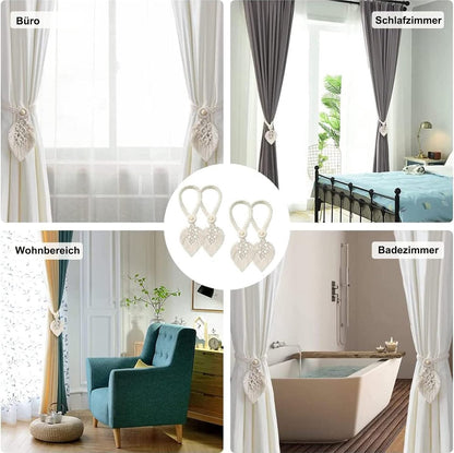 Curtain Holders - 4 Pieces - Curtain Tieback Hook - Curtain Cords - Curtain Drawstring - Holdback Tiebacks - Tiebacks - Buckles for Curtain Clamps - Home Decor - For Home/Bedroom/Office/Hotel/Window Decor - Beige - Image 3