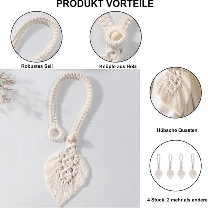 Curtain Holders - 4 Pieces - Curtain Tieback Hook - Curtain Cords - Curtain Drawstring - Holdback Tiebacks - Tiebacks - Buckles for Curtain Clamps - Home Decor - For Home/Bedroom/Office/Hotel/Window Decor - Beige - Image 5