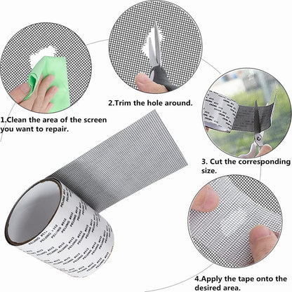 2 Pieces - Screen Repair Tape - 2M x 50mm - Mosquito Net Adhesive Tape - Window Screen Tape - Screen Repair Tape - Fly Curtain Tape - Screen Mesh Tools - For Repairing Windows and Doors - Strong Fiberglass Adhesive Tape - Window Screen Tape - Black - Image 4