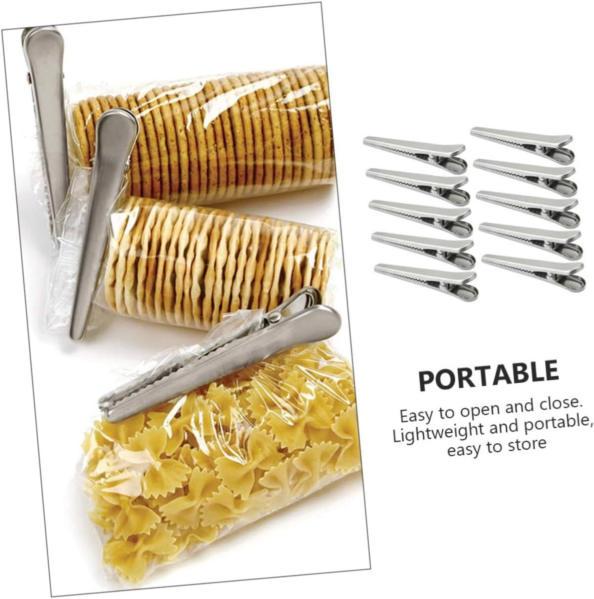 Stainless Steel Sealing Clips - Kitchen Sealing - 10 pieces - 8 cm & 11.5 cm - Image 3
