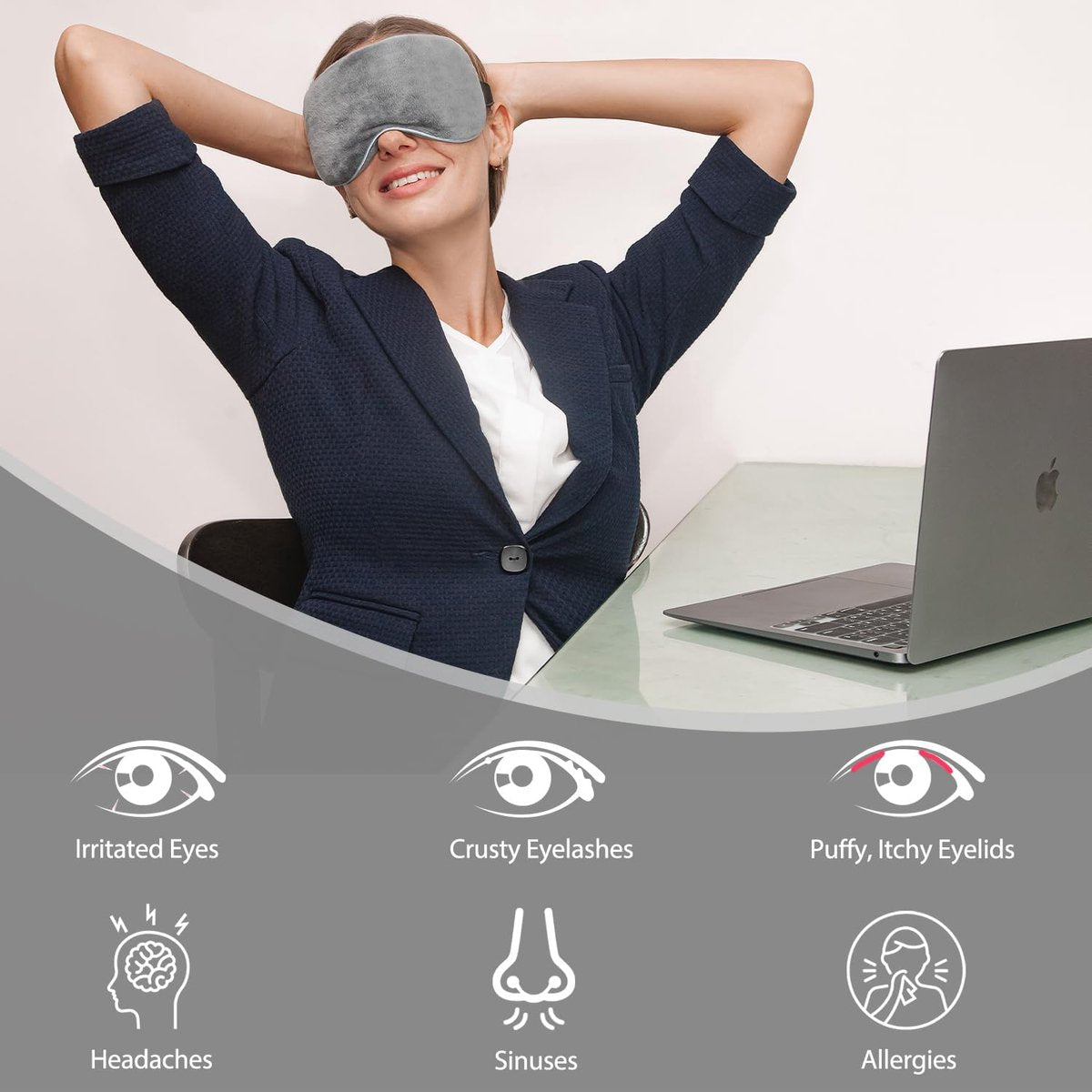 Luxury Sleep Mask - Memory Foam Sleep Mask - Steam Eye Mask - Blackout Eye Mask - Soothes the eyes - Adjustable - Blindfold - Silky Soft - Anti-Wrinkle - Ergonomic - Women and Men - Image 4
