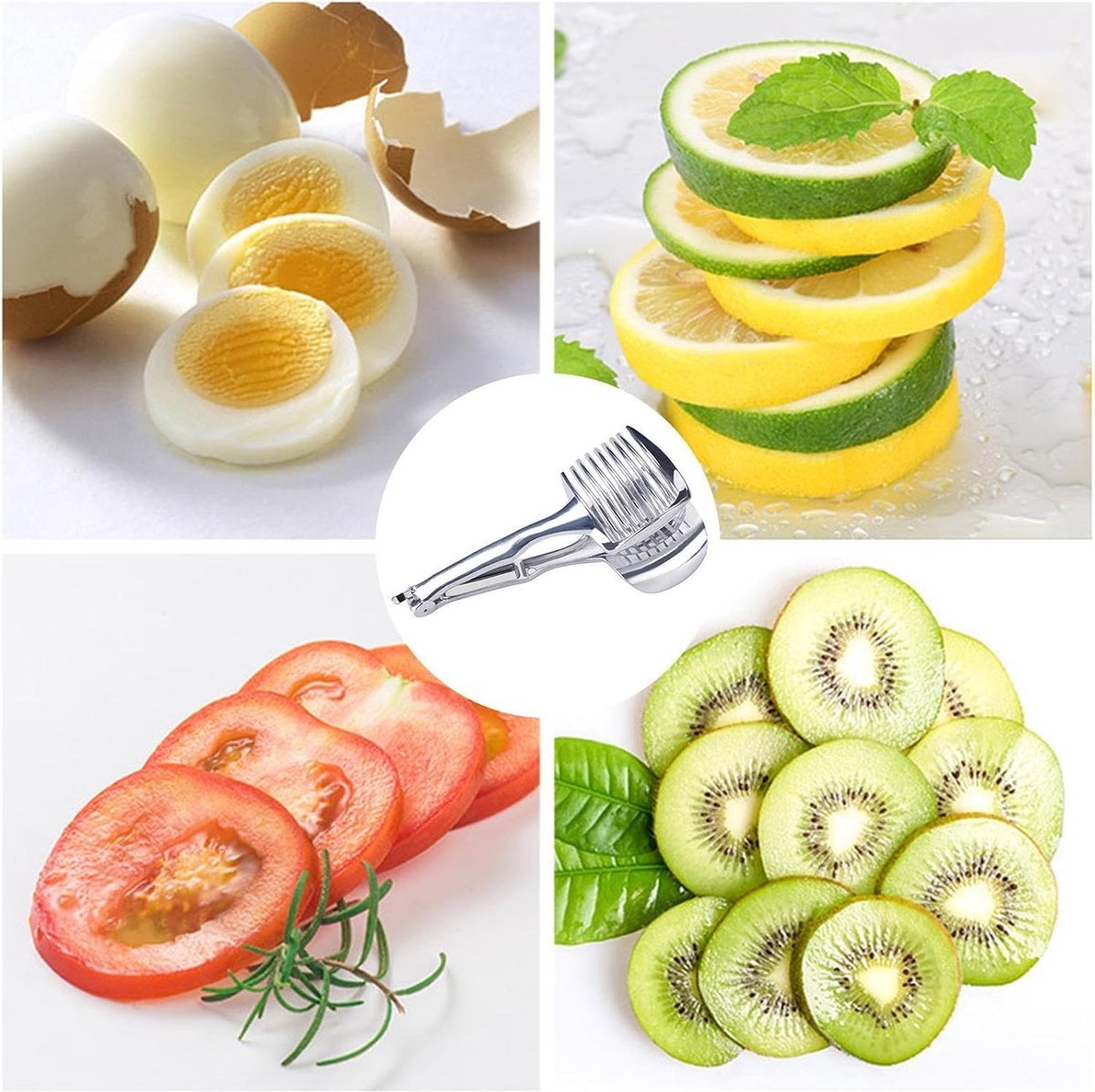 Tomato Slicer - Potato Slicer - Egg Slicer - Egg Slicer - Vegetable Slicer - Egg Slicer - Tomato Cutting Aid - Onion Slicer - Citrus Slicer - Tomato Tongs - Multifunctional - Kitchen Cutting Aid - Kitchen Tool - With Grip - Anti-Slip - Stainless Steel - Image 4