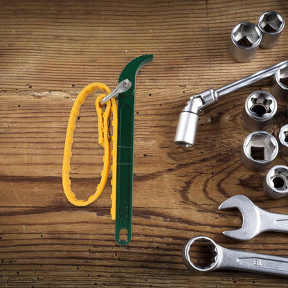 Strap Wrench - Oil Filter Wrench - Filter Wrench - Swivel Tensioning Strap - Oil Filter Pliers with Strap - Anti-Slip Strap - Max Diameter 130 mm - Strap Wrench for Opening Oil Filters - Universal - Plastic / Rubber - For Optimal Grip - Green - Image 2