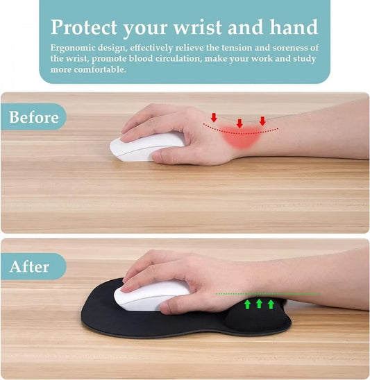 Mouse Pad with Wrist Rest - Ergonomic Mouse Pad - Gel Mouse Pad - Non-Slip - Prevent Wrist Fatigue - Suitable for Gaming, School, and Office - 24 x 21 cm - Black - Image 2