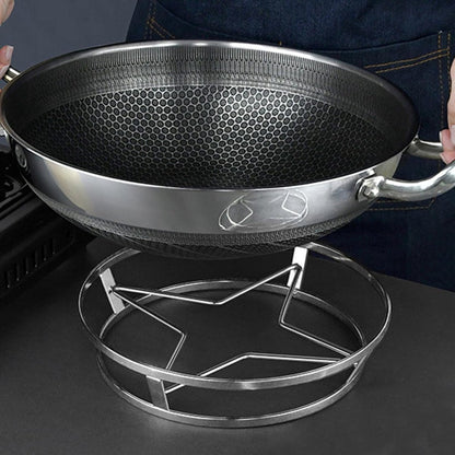 Pan Rack - Pot Stand - Stainless Steel Grill Holder - Steam Grid - Cooking Stand - Pan Trimmer - Pot Trimmer - Scratch-Resistant - Heat Resistant - For Hot Dishes - Pan Accessories - Round - Stainless Steel - Image 2