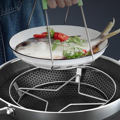 Pan Rack - Pot Stand - Stainless Steel Grill Holder - Steam Grid - Cooking Stand - Pan Trimmer - Pot Trimmer - Scratch-Resistant - Heat Resistant - For Hot Dishes - Pan Accessories - Round - Stainless Steel - Image 4