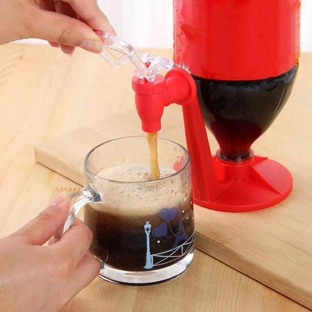 Beverage Vending Machine - 2 Pieces - Beverage Dispenser - Drink and Shot Dispenser - Upside-Down Drink Bottle Drinker - Beverage Dispenser - Tapping - Perfect For Summer Parties And BBQ - Plastic - Red - Image 2
