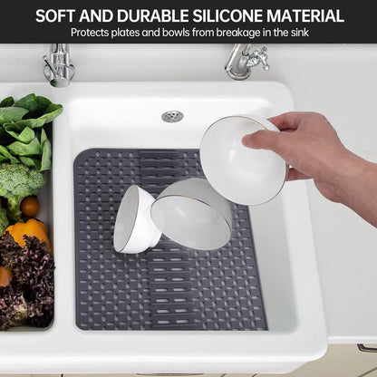 Silicone sink mat - sink protection - 1 piece - dark grey - 43x32 cm - Image 5