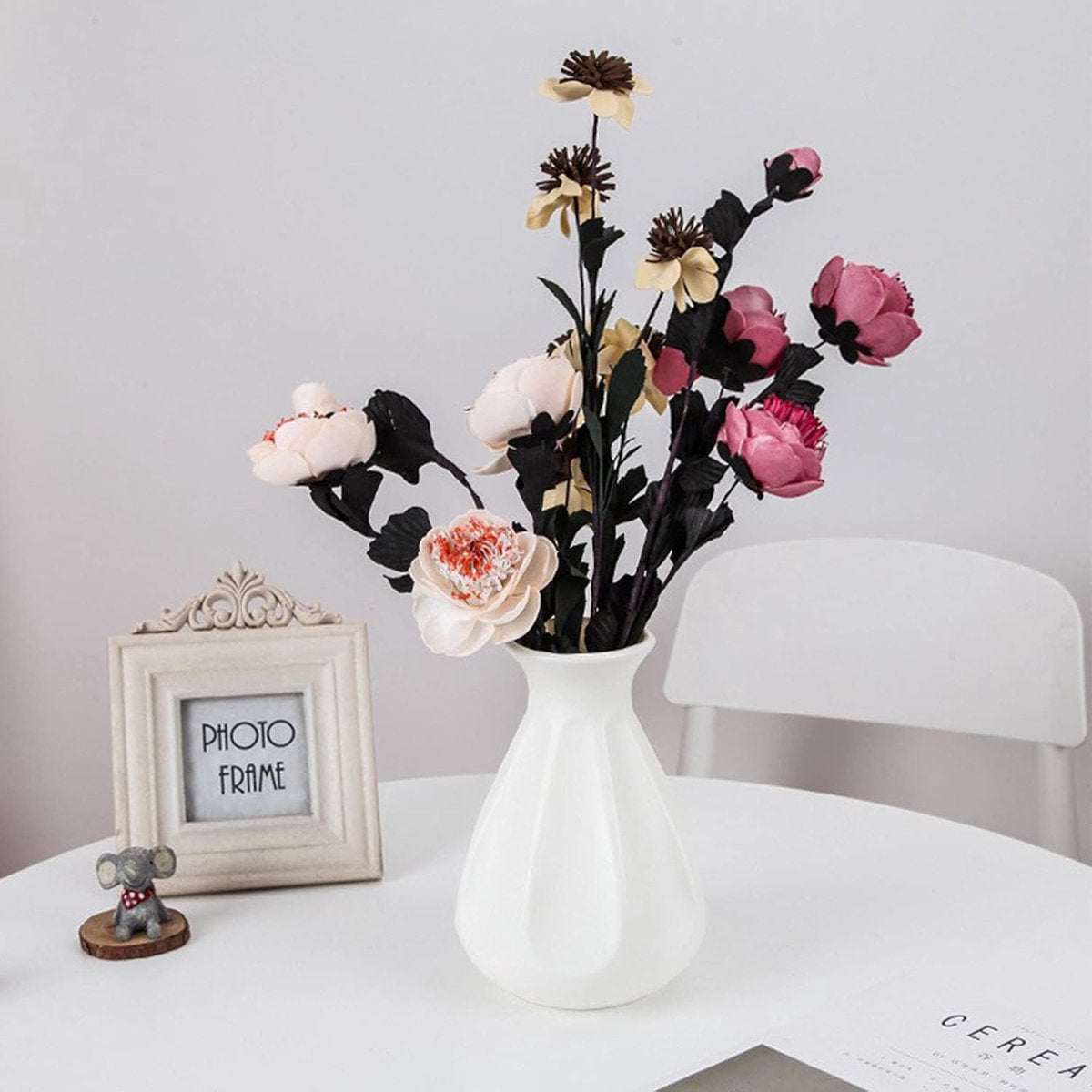 Vase - 2 Pieces - Plant Vase - Flower Vase - Dried Flower Vase - Home Accessories for Flowers and Bouquets - Decorative Accessories - Wedding - Birthday - Modern - Decoration - Indoor Vase - Faux Ceramic - Plastic - 13.5*20cm - Image 3