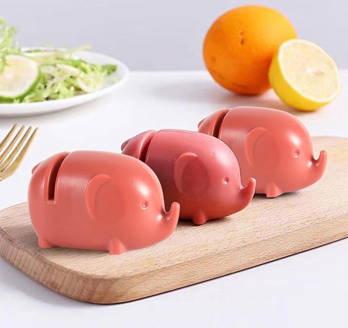 Knife Sharpener - Pull-through Sharpener - Anti-Slip Knife Sharpener - Knife Sharpener - Whetstone - Knife Sharpening System for Kitchen Knives - With Anti-Slip Base - Simple and Safe - Red - Image 2