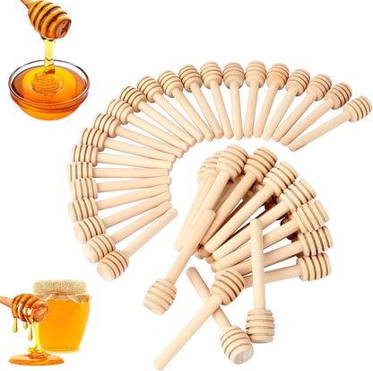 Wooden Honey Spoon - 50 Pieces Honey Stick - 8 Cm - Honey Dipper - Honey Dipper Sticks - Honey Stirrer - Sustainable - Kitchen Utensils - Breakfast - Ideal For Birthdays, Weddings, Baby Showers