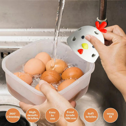 Egg Cleaning Brush 2 Pieces - Silicone Egg Brush Cleaner - Kitchen Accessories - Fresh Egg Brush Cleaner - Kitchen Brushes - Chicken Head Shaped Egg Brush Cleaner - Multifunctional Egg Scrubber - Reusable Egg Washing Tool For Fresh Eggs - Image 2