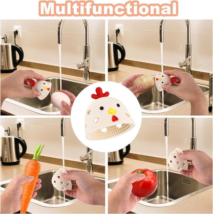 Egg Cleaning Brush 2 Pieces - Silicone Egg Brush Cleaner - Kitchen Accessories - Fresh Egg Brush Cleaner - Kitchen Brushes - Chicken Head Shaped Egg Brush Cleaner - Multifunctional Egg Scrubber - Reusable Egg Washing Tool For Fresh Eggs - Image 3
