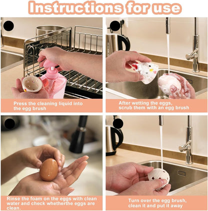 Egg Cleaning Brush 2 Pieces - Silicone Egg Brush Cleaner - Kitchen Accessories - Fresh Egg Brush Cleaner - Kitchen Brushes - Chicken Head Shaped Egg Brush Cleaner - Multifunctional Egg Scrubber - Reusable Egg Washing Tool For Fresh Eggs - Image 4