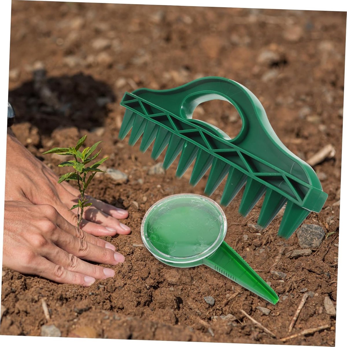 Planter - 4 Pieces - Garden Tools - Garden Seed Dibber Drill Spacer - Bottom 12 Holes - Spacers - Adjustable Seed Dispenser - Seed Dispensers - For Planting Seeds and Plants - Green - Image 4