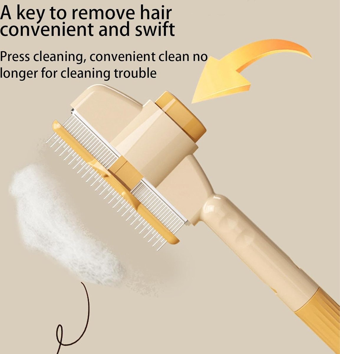 Self-Cleaning Cat and Dog Brush - Pet Hair Remover - Cat Brush/Dog Brush - Dog and Cat Hair Remover - Self-Cleaning with 1 Click - Yellow - 1 Piece - Image 3
