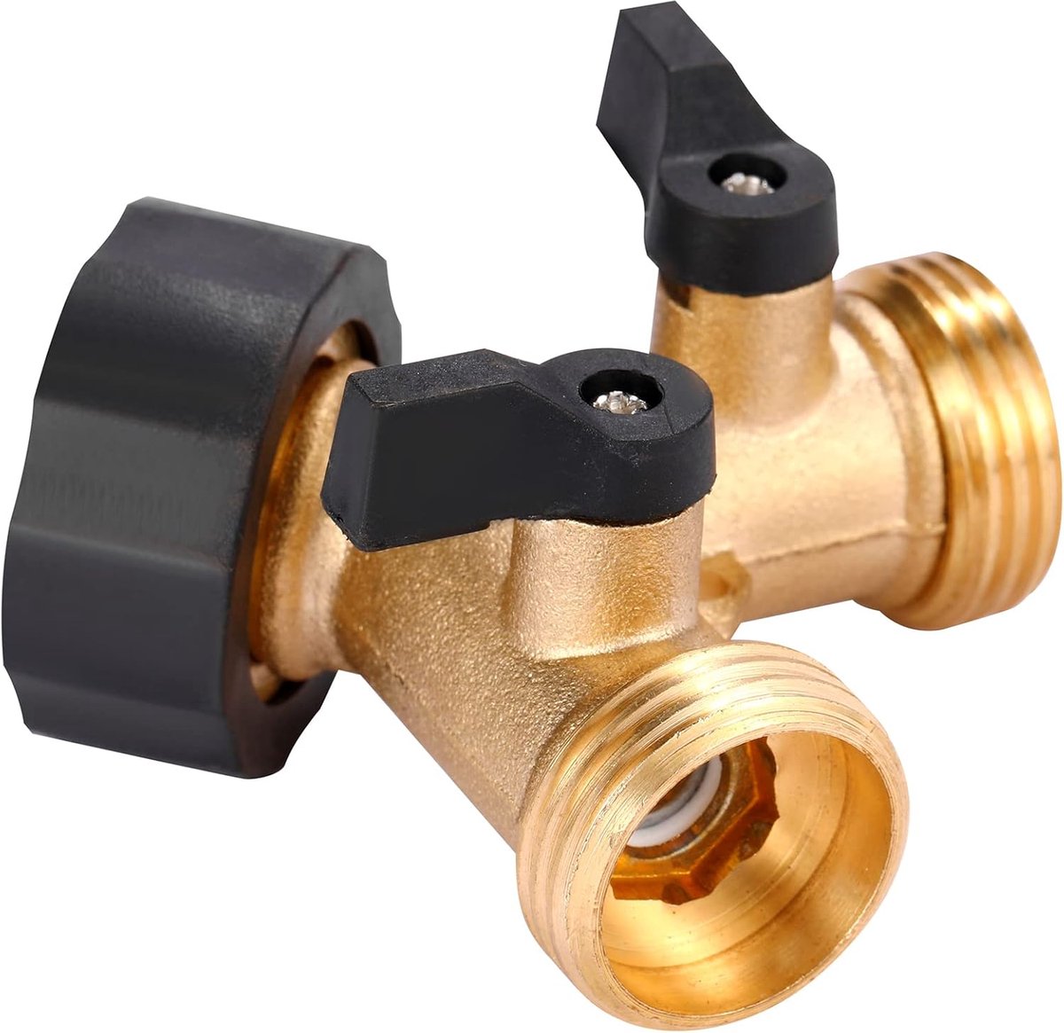 Y-Piece Tap - 3/4 - Tap Splitter - Water Distributor - Outdoor Tap - 2-Way Water Distributor – Brass - G 3/4" Water Distributor - With Accessories - European Taps - for Home and Garden Use - Image 2