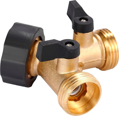 Y-Piece Tap - 3/4 - Tap Splitter - Water Distributor - Outdoor Tap - 2-Way Water Distributor – Brass - G 3/4" Water Distributor - With Accessories - European Taps - for Home and Garden Use - Image 2