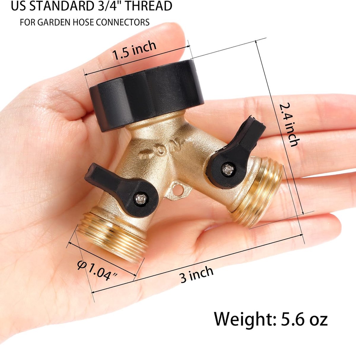 Y-Piece Tap - 3/4 - Tap Splitter - Water Distributor - Outdoor Tap - 2-Way Water Distributor – Brass - G 3/4" Water Distributor - With Accessories - European Taps - for Home and Garden Use - Image 4