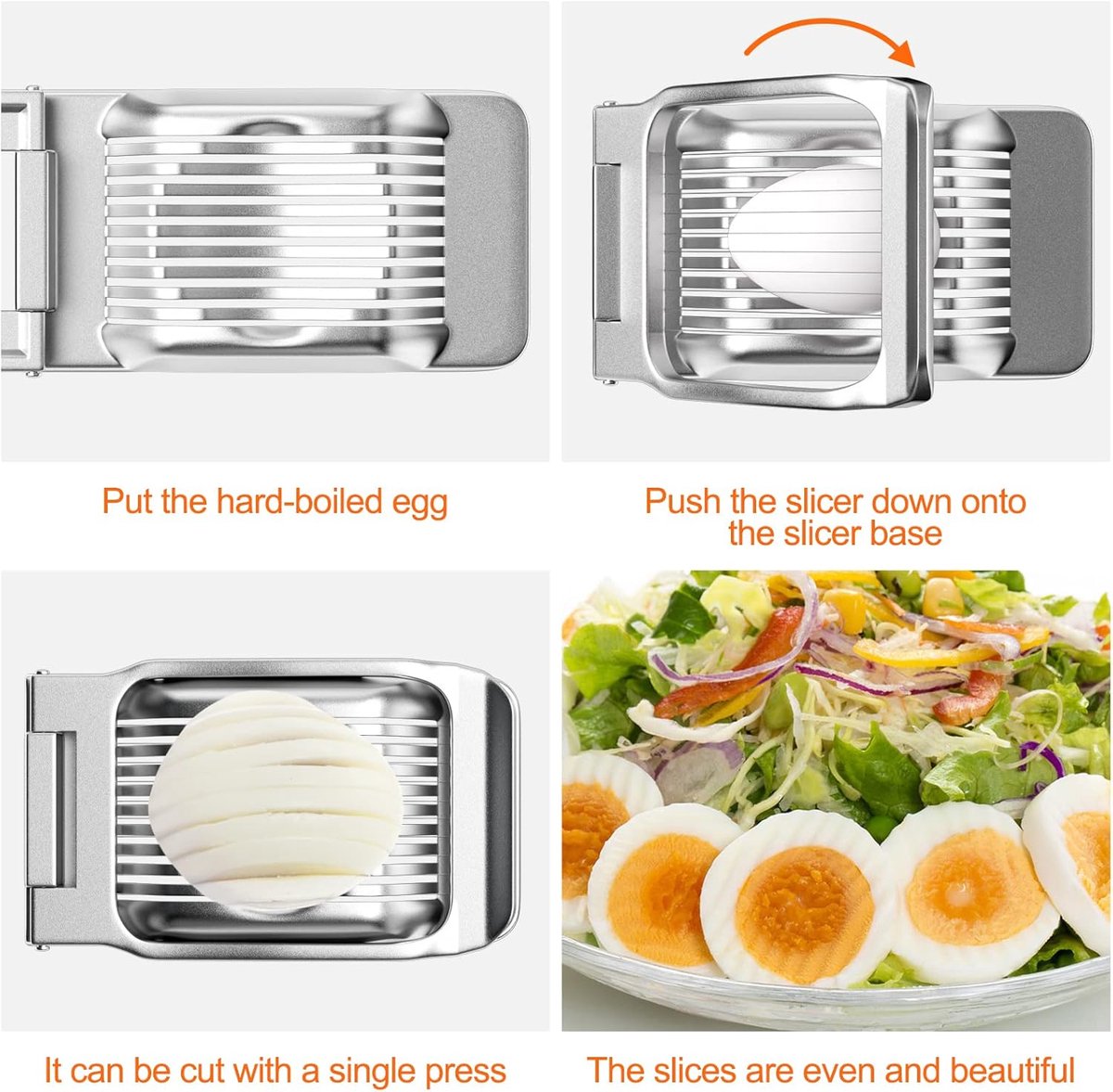 Egg slicer - Professional egg slicer - Mushroom slicer - Multifunctional - robust - Dishwasher safe - Kitchen tools - for eggs kiwis strawberries banana ham sausage - stainless steel - Image 5