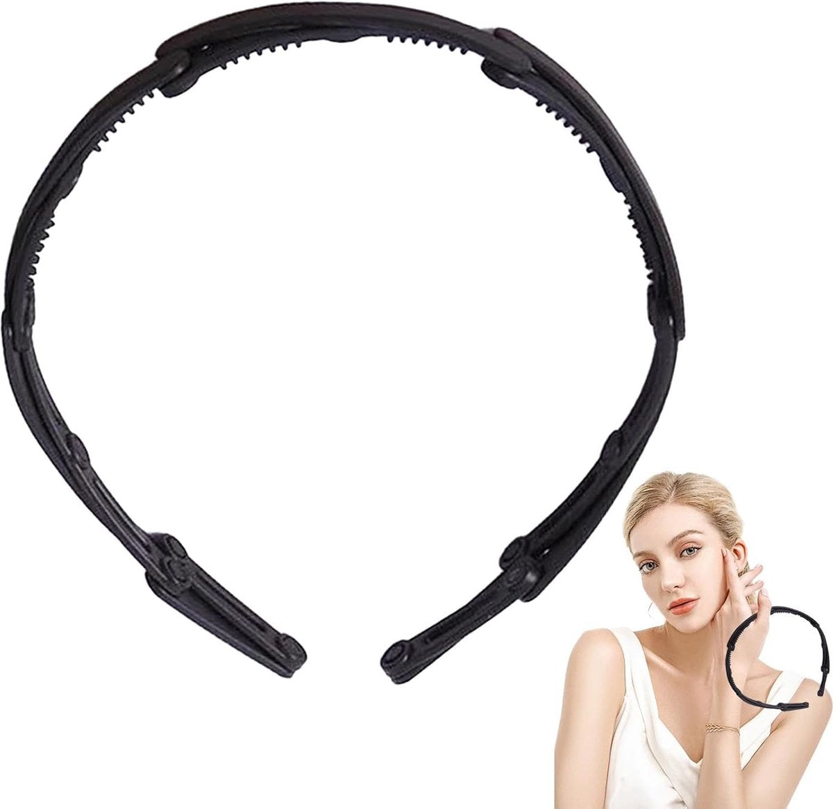 Headband - Tiara - Foldable and Scalable - Women's Headbands - Foldable Tiara - Foldable Headband - Black - Women - Teens - Girls - Lightweight - Running - Athletic - Gym - Dance - Yoga - Hair Accessories - Image 2