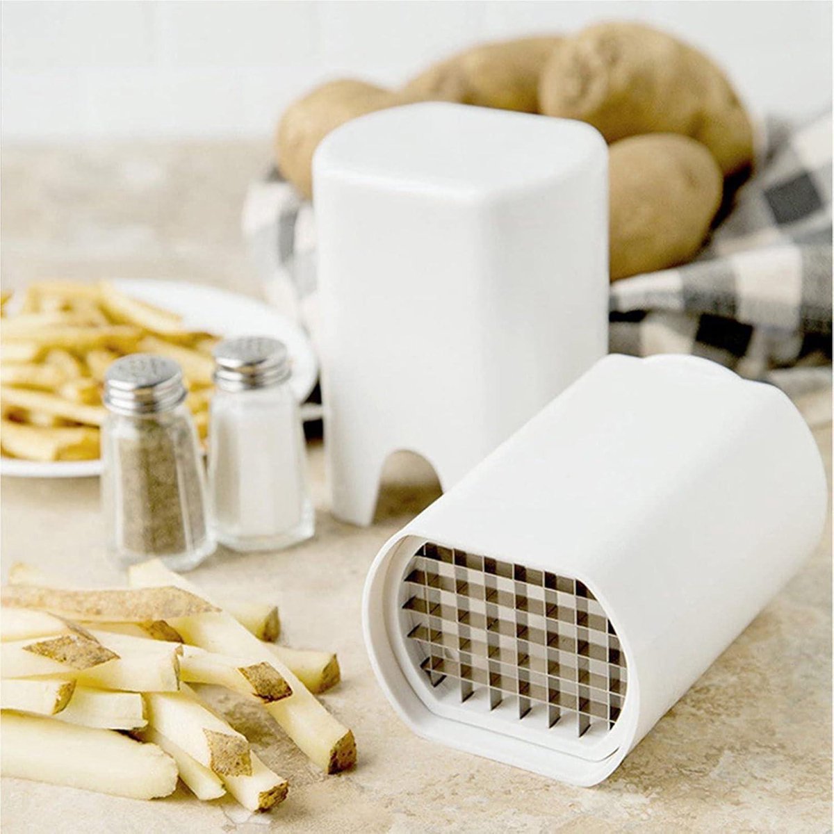 French Fry Cutter - Rapid Vegetable Dicer Manual Hand - 5.3 X 3.7 X 3 Inch - Potato Tool Food Chopper Apple Slicer Veggie Cutter for Potatoes Carrots Cucumbers - Image 2