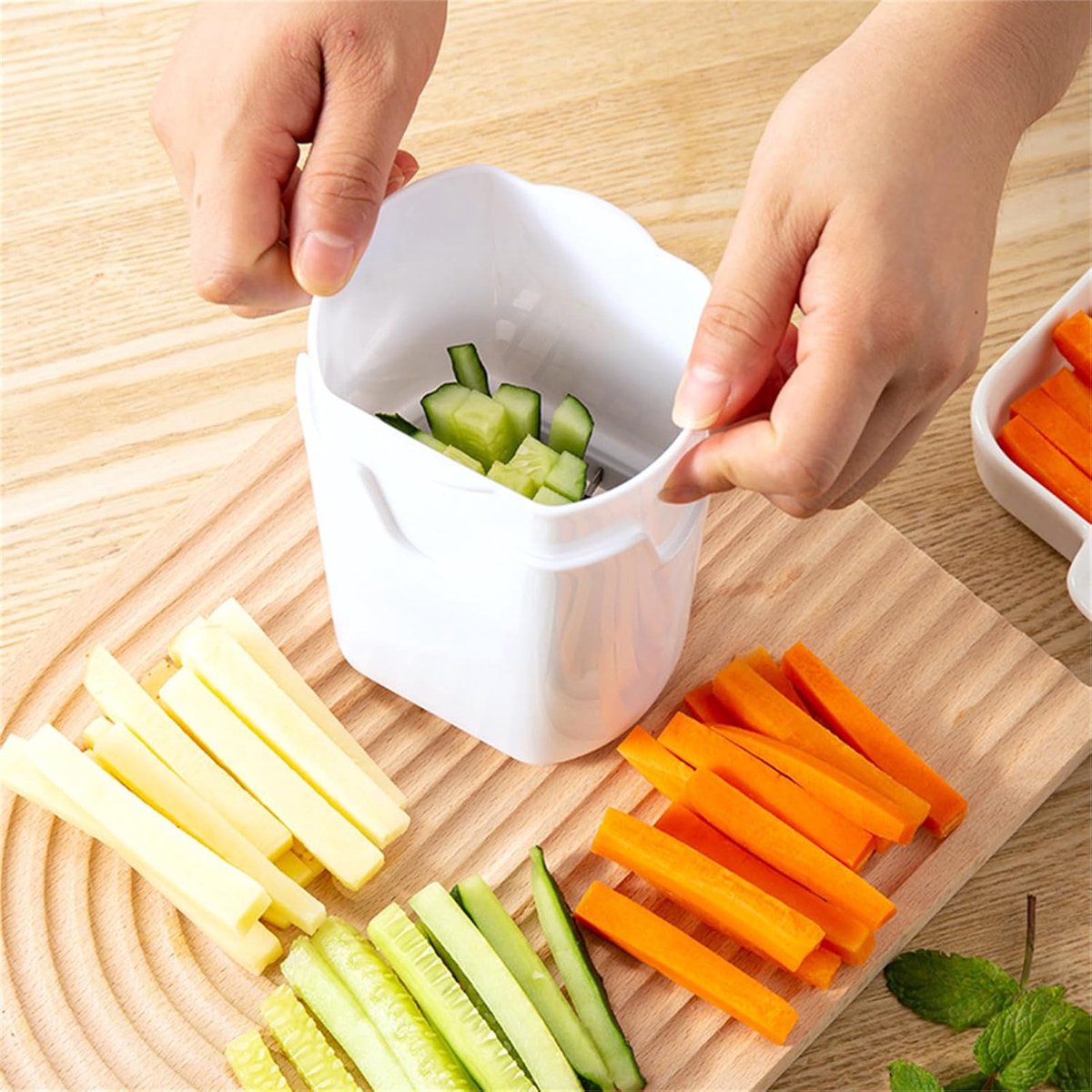 French Fry Cutter - Rapid Vegetable Dicer Manual Hand - 5.3 X 3.7 X 3 Inch - Potato Tool Food Chopper Apple Slicer Veggie Cutter for Potatoes Carrots Cucumbers - Image 4