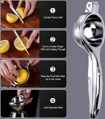 Lemon Press - Lime Press - Manual Lemon Press - Hand Citrus Press - Lemon Squeezer - Citrus Squeezer - Hand Press - Fruit Press - Orange Press - Orange Juicer - Metal - For Lemons, Limes and Oranges - Effortless Juice Making - Silver - Image 4