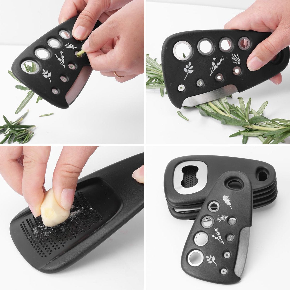 6-piece - kitchen tool set - Multifunctional kitchen tool - portable carabiner - fruit and vegetable peeler - cheese cutter - bottle opener - garlic press - ginger grinder - pizza cutter - cookware - cooking - baking - Image 3