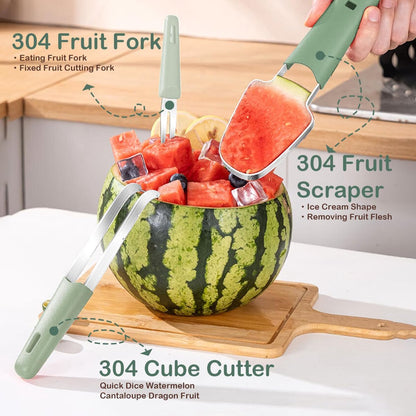 3 In 1 Melon Slicer - Fruit - Cutting - Stainless Steel - Durable - Knife - Fruit Slicer - Fruit Decoration - Small Knife - Toolsformen - Multifunctional Fruit Knife - Portable - For Watermelon / Mango / Melon - Image 5