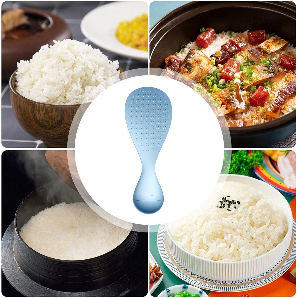 Rice Spoon - High Quality Serving Spoon - Drop-Proof Rice Spoon - Creative - Professional Rice Spoon - Non-Stick - Heat Resistant Kitchen Rice Spoon - Non-Slip Design - Silicone - Easy to Clean - Upright - White - Image 2