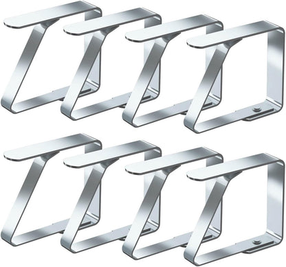 Tablecloth Clips - 8 Pieces - Tablecloth Clips - Sturdy Table Clips - Stainless Steel - Secure Tablecloth - for Tablecloth - Indoor and Outdoor - Garden Items - Silver