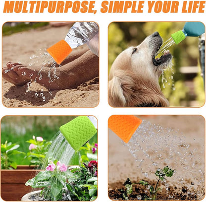 Pet Bathing Tool Outdoor - Dog Shower - Portable Water Bottle Shower Head - Pet Shower Head Attachment - Pet Shower Head Spray - For Portable Dog Shower, Outdoor Walking, Camping, Dirt Removal - Green+Orange - 2 Pieces - Image 2