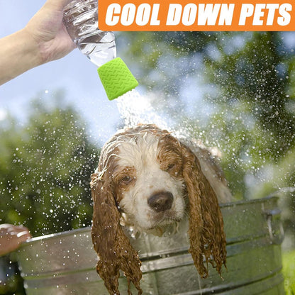 Pet Bathing Tool Outdoor - Dog Shower - Portable Water Bottle Shower Head - Pet Shower Head Attachment - Pet Shower Head Spray - For Portable Dog Shower, Outdoor Walking, Camping, Dirt Removal - Green+Orange - 2 Pieces - Image 3
