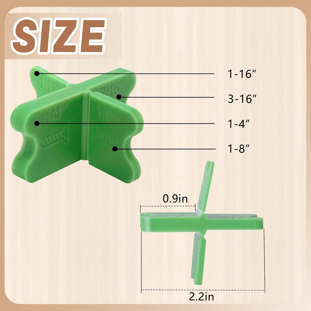 8 pieces - ABS deck spacers - 1/16", 1/8", 3/16", 1/4" - green deck spacers - for pressure-treated composite decks - Image 2