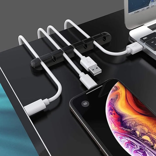 Black cable organizer - Cable net holder - Self-adhesive cable clip - Cable holder - USB cable fastening system - Cable holder - for USB charging cables, power cables, mouse cables, PC, office - 3-pack - Image 3