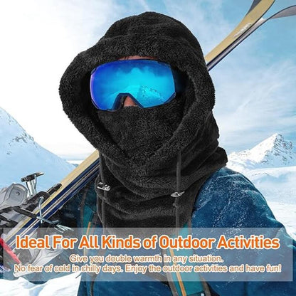 3-in-1 Women's Hat, Scarf & Face Mask - winter hooded scarf - windproof women's hat - cold protection - winter ski mask for men women - women's hat neck windproof scarf with hood cold weather warm face covering - Balaclava - Black - Image 3