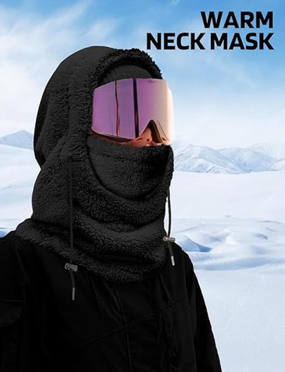 3-in-1 Women's Hat, Scarf & Face Mask - winter hooded scarf - windproof women's hat - cold protection - winter ski mask for men women - women's hat neck windproof scarf with hood cold weather warm face covering - Balaclava - Black - Image 4