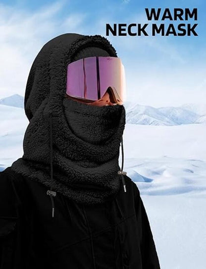3-in-1 Women's Hat, Scarf & Face Mask - winter hooded scarf - windproof women's hat - cold protection - winter ski mask for men women - women's hat neck windproof scarf with hood cold weather warm face covering - Balaclava - Black - Image 4