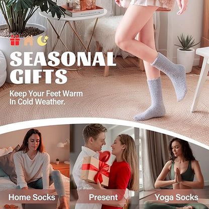 5 Pairs - socks - Warm Fuzzy Fleece Socks - Women's House Socks - Warm Winter Socks - Fluffy Socks - Sleep Socks - House Socks - Stockings - keep warm - coral fleece - Plush and comfortable - thick plush socks - center tube socks - Image 3