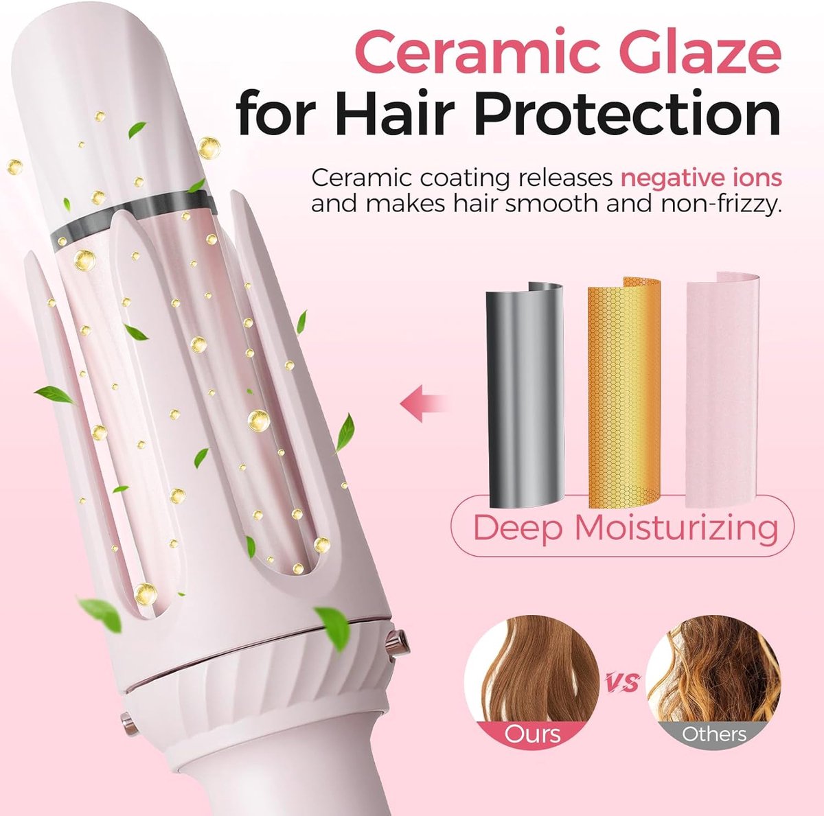 3 in 1 Curling Iron - Automatic Curling Iron - Straightener - Hair Curler - Straightening Brush - 25mm and 32mm - French Wave Curling Iron - Heated Brush - Portable Rotary Curling Iron - Heat and Travel Protection - Curling Irons - Thermal Brush - 3 in 1  - Image 2